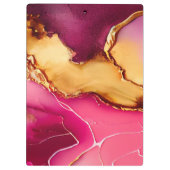 ピンクエレガントパーソナライズされたと金ゴールドの大理石クリップボード クリップボード (裏面)