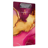 ピンクエレガントパーソナライズされたと金ゴールドの大理石クリップボード クリップボード (右)