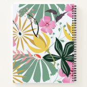 ピンクエレガントパーソナライズされたグリーンフローラ手帳 ノートブック (裏面)