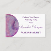 ピンクエレガントパープルの水彩メイクアップアーティスト 名刺 (正面)