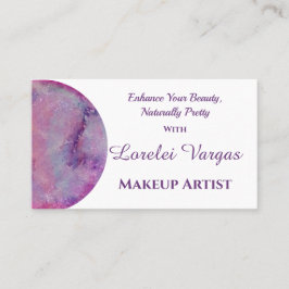 ピンクエレガントパープルの水彩メイクアップアーティスト 名刺