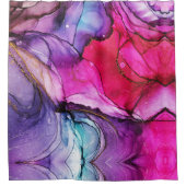 ピンクエレガントパープルアルコールインク抽象芸術アート シャワーカーテン (正面)