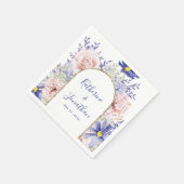 ピンクエレガントパープルウォーター色のフローラ結婚ズ スタンダードカクテルナプキン (角)