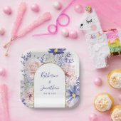 ピンクエレガントパープルウォーター色のフローラ結婚ズ ペーパープレート (パーティー)