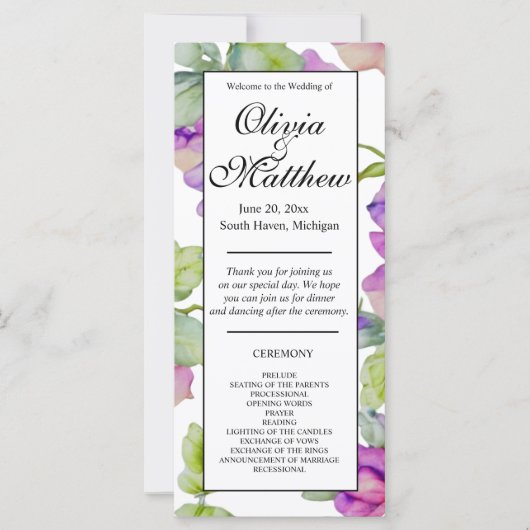 ピンクエレガントパープルウォーター色のフローラ結婚 (正面)