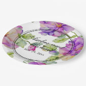 ピンクエレガントパープルウォーター色のフローラ結婚 ペーパープレート (アングル)