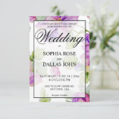 ピンクエレガントパープルウォーター色のフローラ結婚 招待状 (スタンド正面)