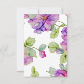 ピンクエレガントパープルウォーター色のフローラ結婚 招待状 (裏面)