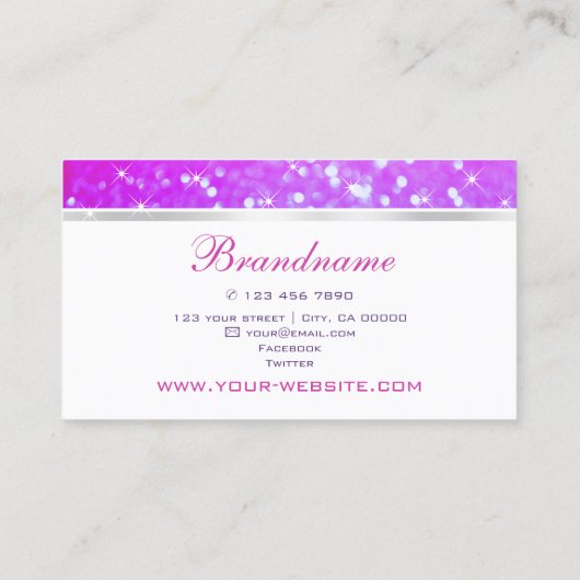 ピンクエレガントパープルグリッタースパークルスター大切 名刺 (裏面)
