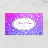ピンクエレガントパープルグリッタースパークルスター大切 名刺 (正面)