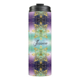 ピンクエレガントパープルグリーンホリデースノーフレークの星 タンブラー