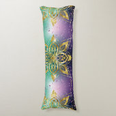 ピンクエレガントパープルグリーンホリデースノーフレークの星 ボディピロー (正面縦)