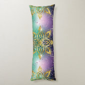 ピンクエレガントパープルグリーンホリデースノーフレークの星 ボディピロー (裏面 (縦))