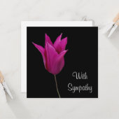 ピンクエレガントパープルチューリップ花ア素晴らしート悔やみや弔慰 カード (正面/裏面インサイチュ)