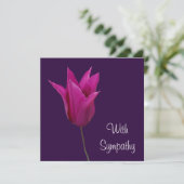 ピンクエレガントパープルチューリップ花ア素晴らしート悔やみや弔慰 カード (スタンド正面)