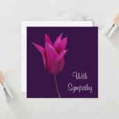 ピンクエレガントパープルチューリップ花ア素晴らしート悔やみや弔慰 カード (正面/裏面インサイチュ)