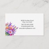 ピンクエレガントパープルピーチフラワーフローリスト 名刺 (裏面)