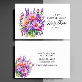 ピンクエレガントパープルピーチフラワーフローリスト 名刺
