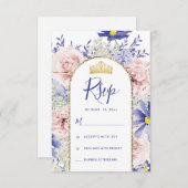 ピンクエレガントパープルフローラクインセアニラ 出欠カード (正面/裏面)