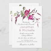 ピンクエレガントパープルフローラクリスチャン結婚ズ 招待状 (正面/裏面)