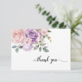 ピンクエレガントパープルフローラ悔やみや弔慰ありがとう サンキューカード (スタンド正面)