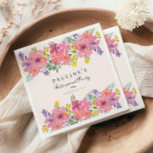 ピンクエレガントパープルフローラ退職パーティー スタンダードランチョンナプキン