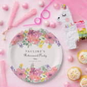 ピンクエレガントパープルフローラ退職パーティー ペーパープレート (パーティー)