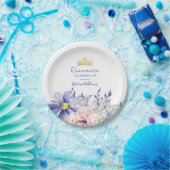 ピンクエレガントパープルフローラ金ゴールドクラウンキンセアニラ ペーパープレート (パーティー)