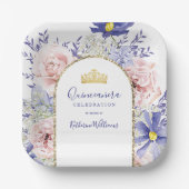 ピンクエレガントパープルフローラ金ゴールドクラウンキンセアニラ ペーパープレート (正面)