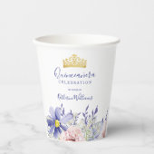 ピンクエレガントパープルフローラ金ゴールドクラウンキンセアニラ 紙コップ (正面)