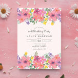 ピンクエレガントパープルフローラ80th誕生日パーティー 招待状<br><div class="desc">祝ピック・パープルのフローラ80thバースデーパーティーと素晴らしの節目の誕生日エレガント。この美しくデザインされた招待状は、思い出に残るエレガントお祝いに最適なトーンを設定する。</div>