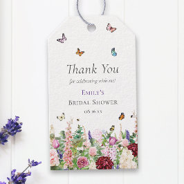 ピンクエレガントパープルフローラ&蝶 ギフトタグ