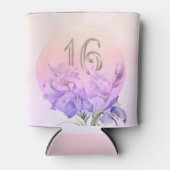 ピンクエレガントパープルフローラSweet sixteenパーティー 缶クーラー (正面)