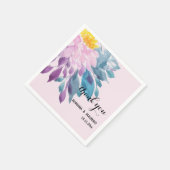 ピンクエレガントパープルブルーダリアウォーターカラーアート スタンダードカクテルナプキン (角)