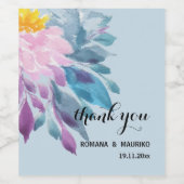 ピンクエレガントパープルブルーダリアウォーターカラーアート ワインラベル (シングルラベル)