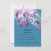 ピンクエレガントパープルブルーダリアウォーターカラーアート 出欠カード (正面)