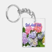 ピンクエレガントパープルブルーフローラブーケおば最高のさん キーホルダー (正面左)