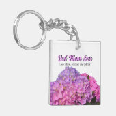 ピンクエレガントパープルブルーフローラ最高のママ キーホルダー (正面左)