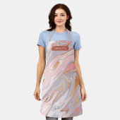 ピンクエレガントパープルマーブルシッパーソナライズされたク名 エプロン (着用した状態)