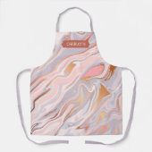 ピンクエレガントパープルマーブルシッパーソナライズされたク名 エプロン (正面)