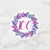 ピンクエレガントパープルリース100誕生日 コンフェッティ (スモール正面)