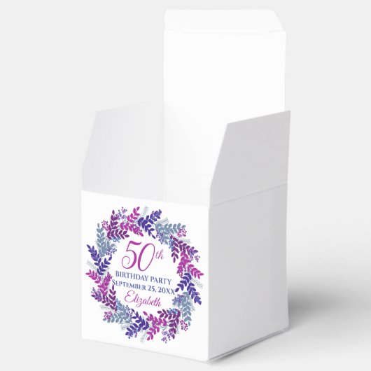 ピンクエレガントパープルリース50th誕生日パーティー フェイバーボックス (オープン)