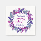 ピンクエレガントパープルリース55誕生日 スタンダードカクテルナプキン (正面)