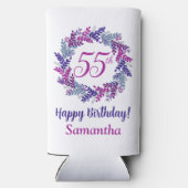 ピンクエレガントパープルリース55誕生日 スリム缶クーラー (裏面)
