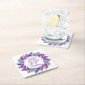 ピンクエレガントパープルリース55誕生日 ペーパーコースター (インサイチュ)