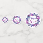ピンクエレガントパープルリース65番目の誕生日紙吹雪 コンフェッティ (正面)