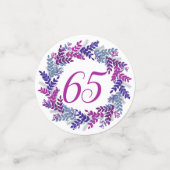 ピンクエレガントパープルリース65番目の誕生日紙吹雪 コンフェッティ (スモール正面)