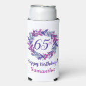ピンクエレガントパープルリース65誕生日 スリム缶クーラー (Seltzer正面)