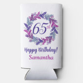 ピンクエレガントパープルリース65誕生日 スリム缶クーラー (裏面)
