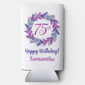 ピンクエレガントパープルリース75誕生日 スリム缶クーラー (裏面)
